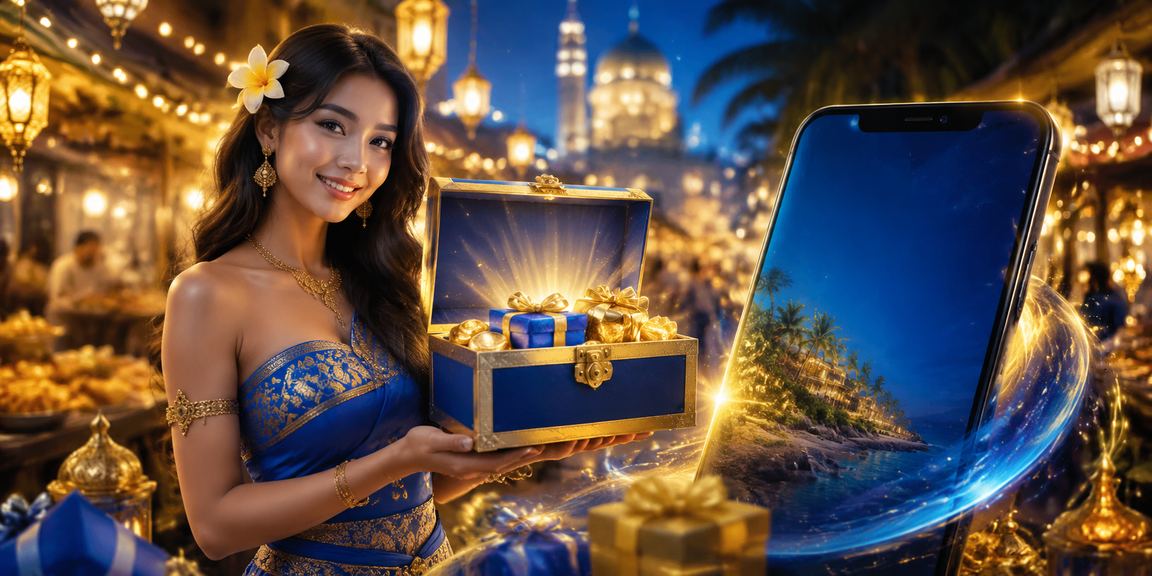 Proses deposit dan bonus di pasar malam yang ramai dengan nuansa festif